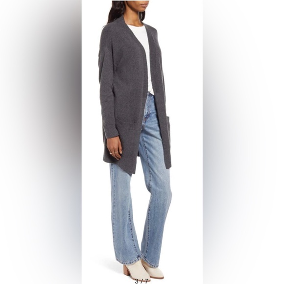 Treasure & Bond Gray Open Front Cotton Blend Cardigan Size Large (12-14) NWT - Picture 3 of 17